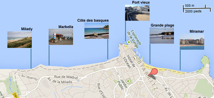 Spot map biarritz